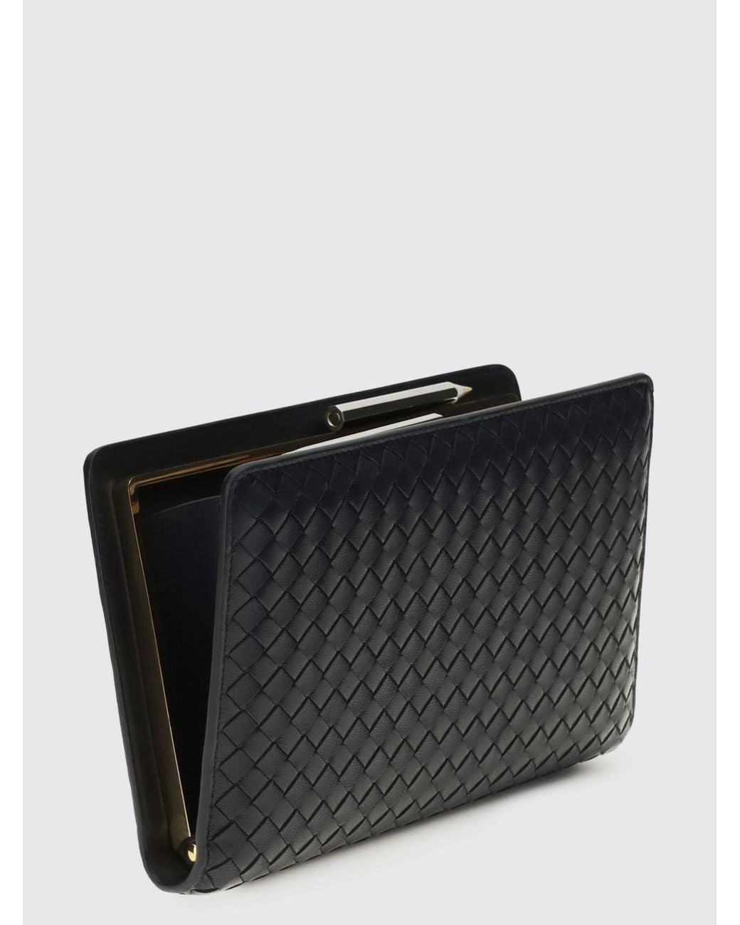 Bottega Veneta Gray Agenda Intrecciato Leather Clutch