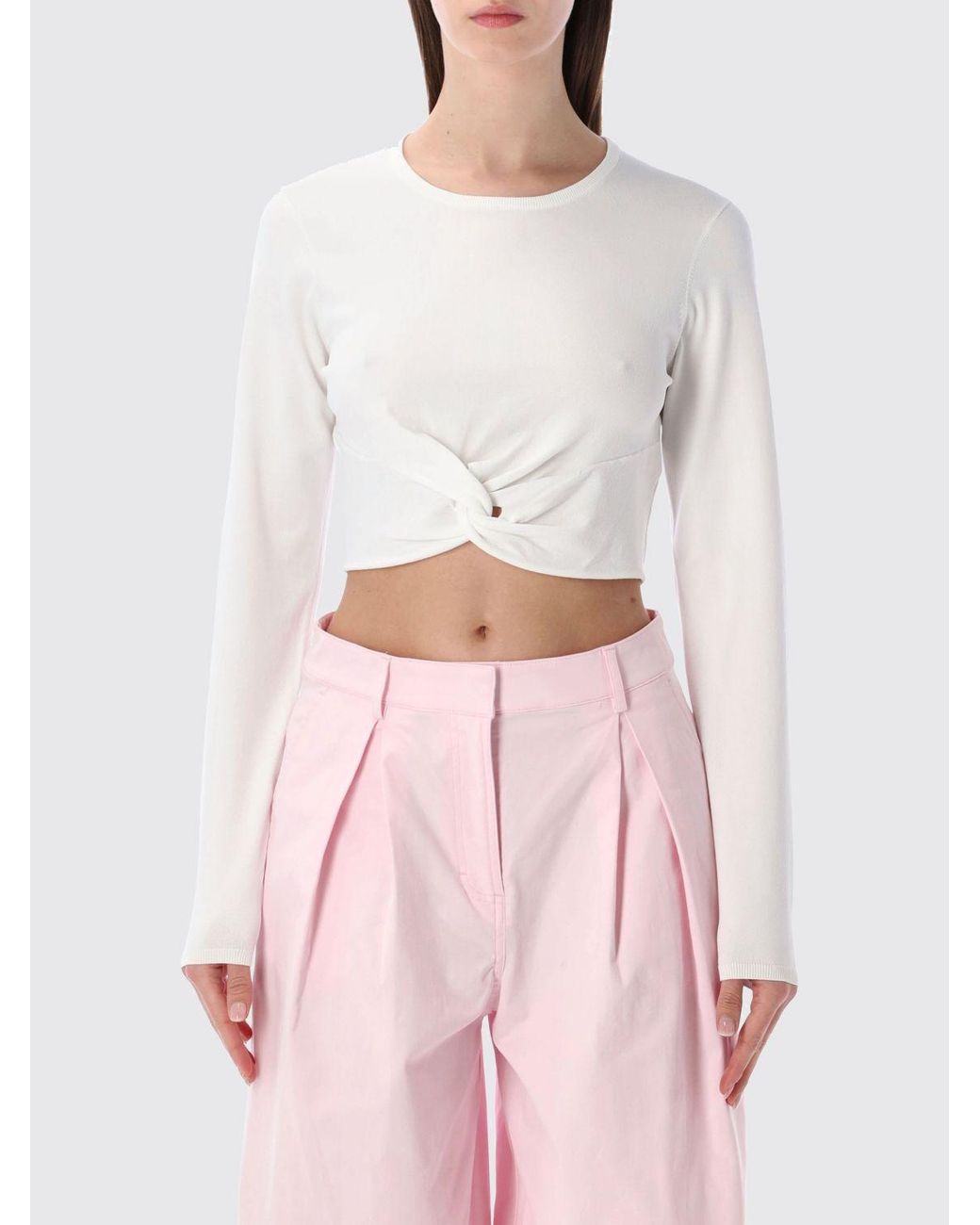 THE GARMENT Pink Cropped Stretch Viscose Blend Top