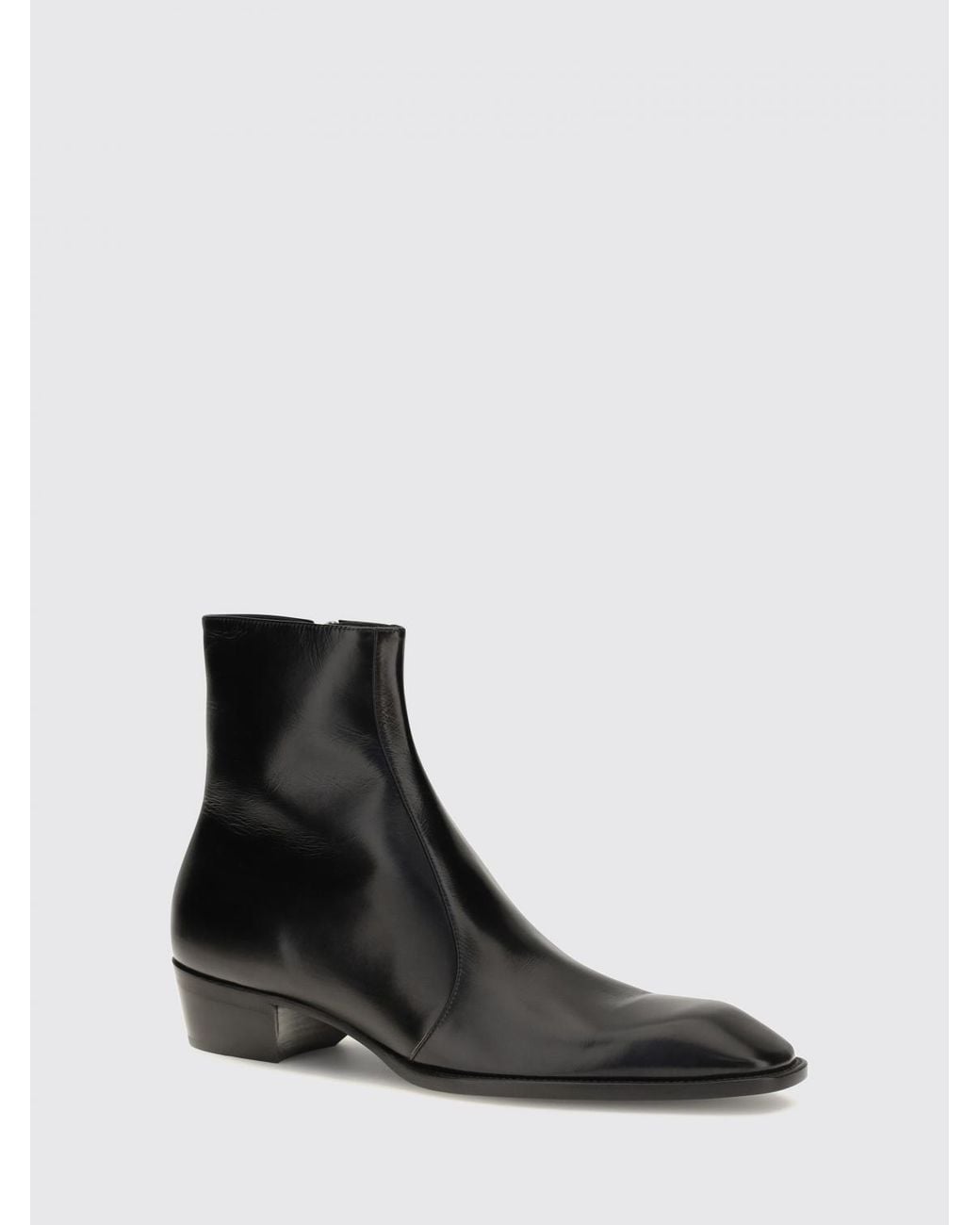 Saint Laurent Black Tapered Toe Ankle Boots for men