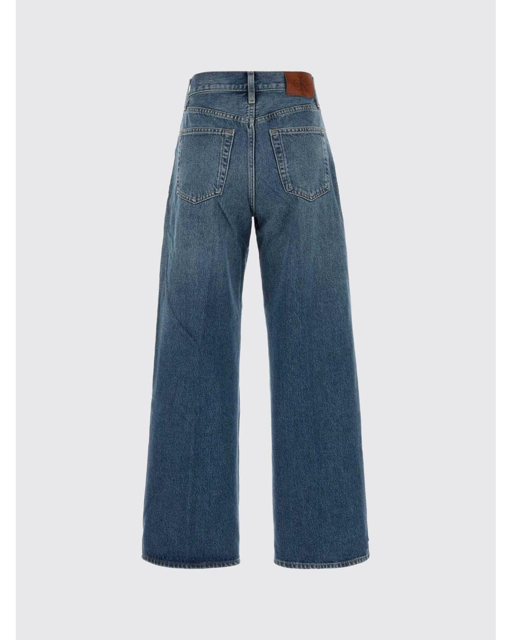 Calvin Klein Blue High-Waisted Wide-Leg Cotton Denim Jeans