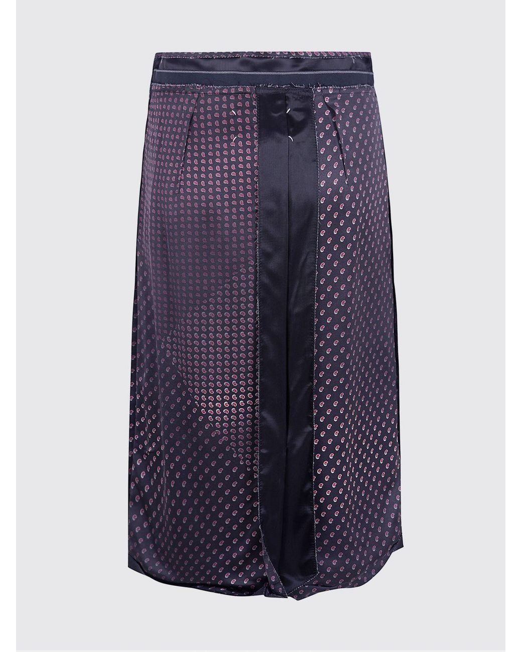 Maison Margiela Purple Paisley Print Viscose Midi Pencil Skirt With High Waist
