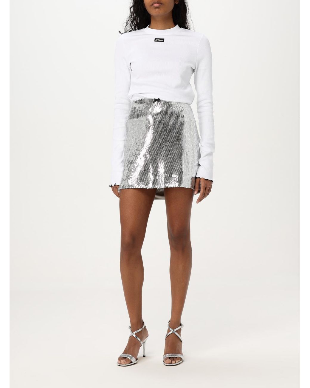 ROTATE BIRGER CHRISTENSEN White Sequin Mini Skirt Partywear