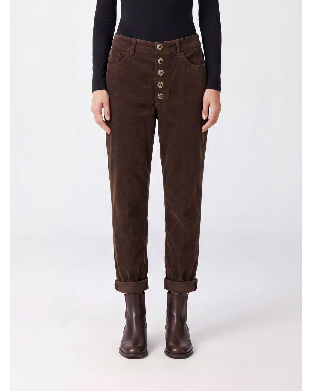 Dondup Black Koons Straight Cropped Velvet Jeans