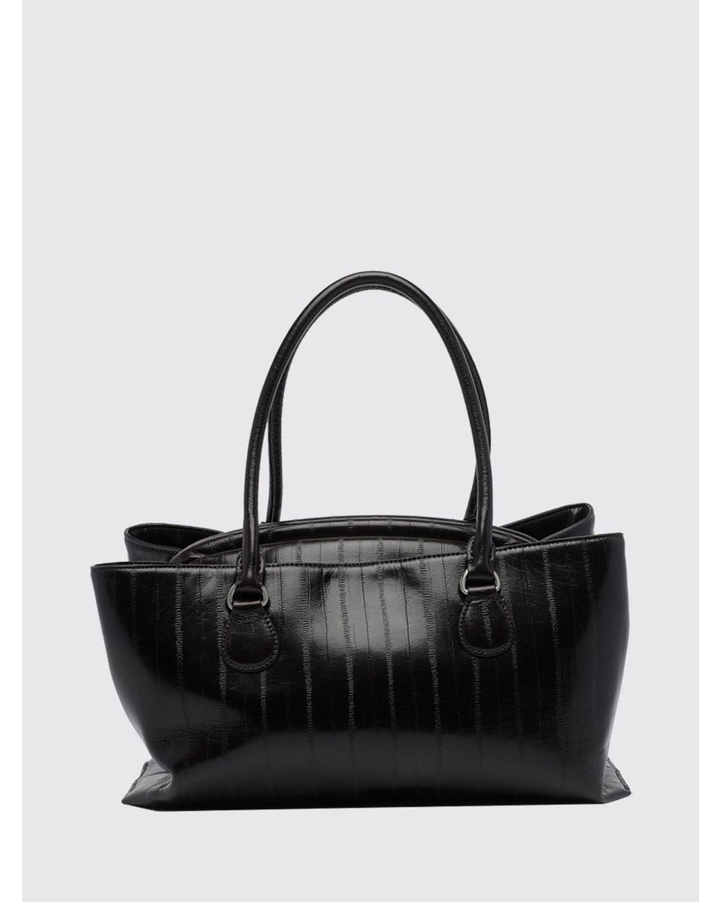 OSOI Black Shell Brot Patent Leather Shoulder Bag With Padlock And Removable Strap