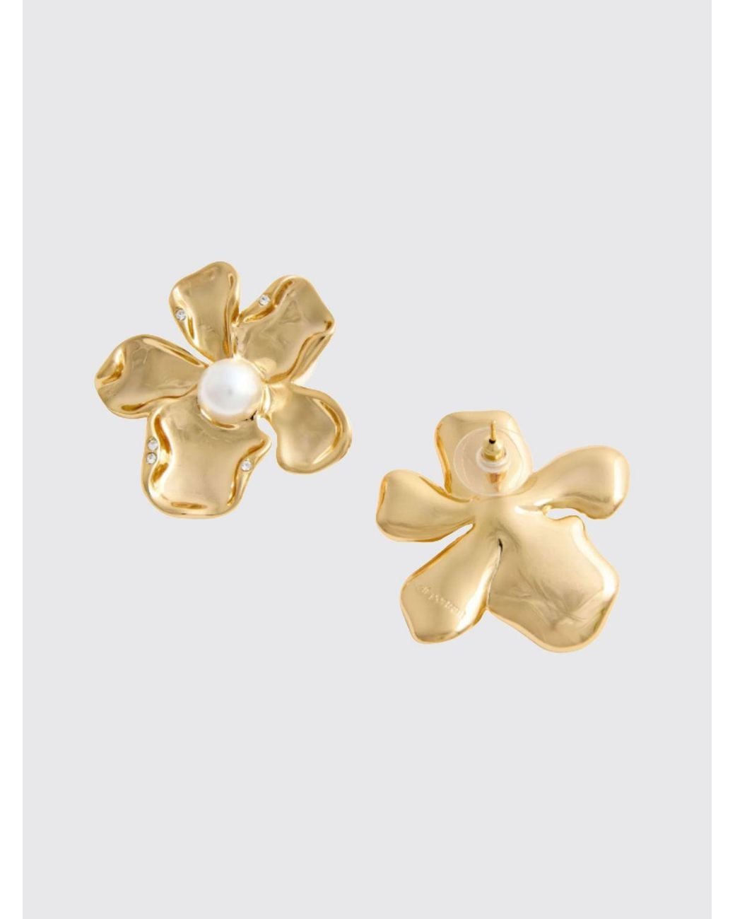 Pendientes Colgantes En Forma De Flor Con Cristales Y Perlas Self-Portrait de color Metallic
