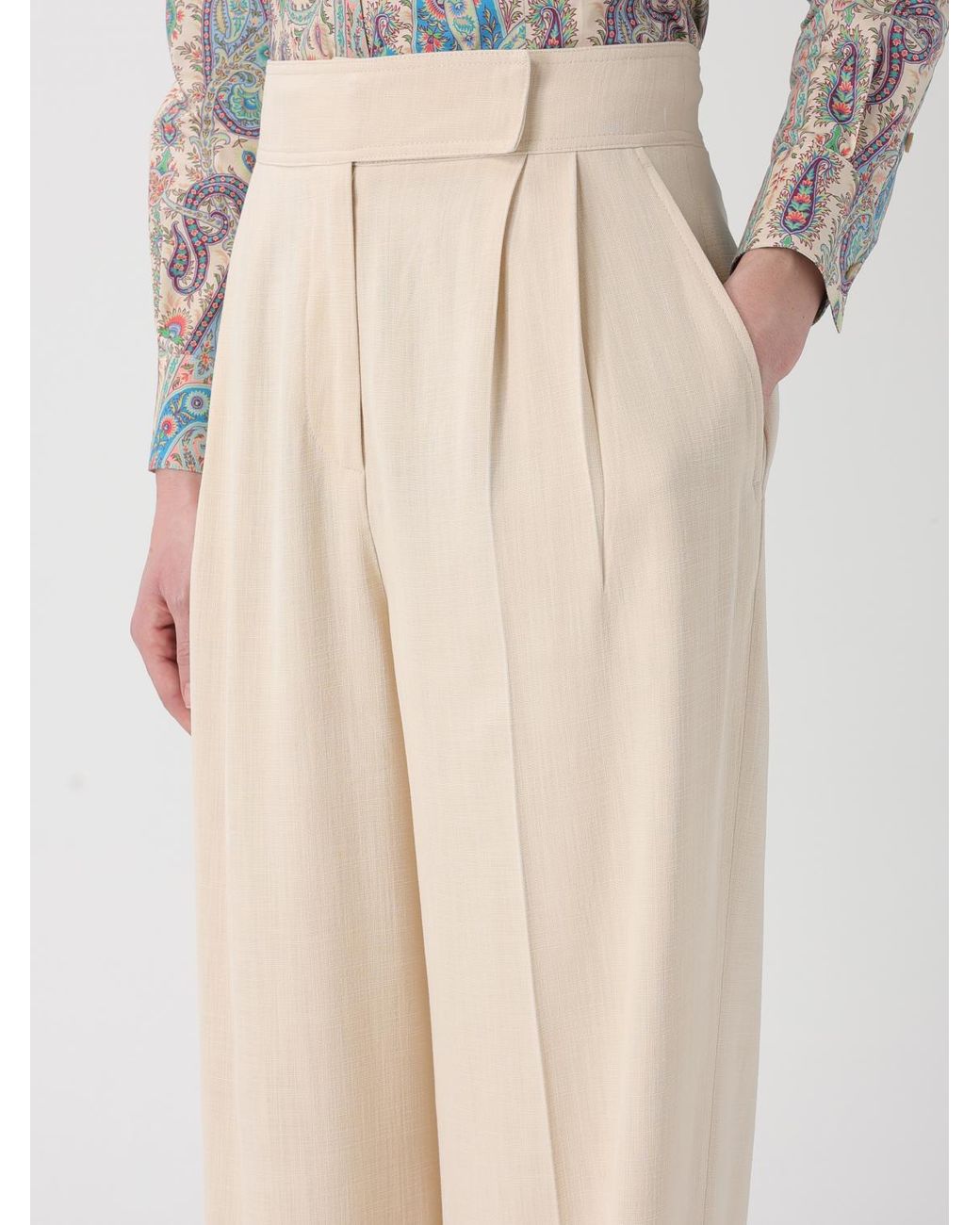 Etro Natural Classic Silk Blend Trousers