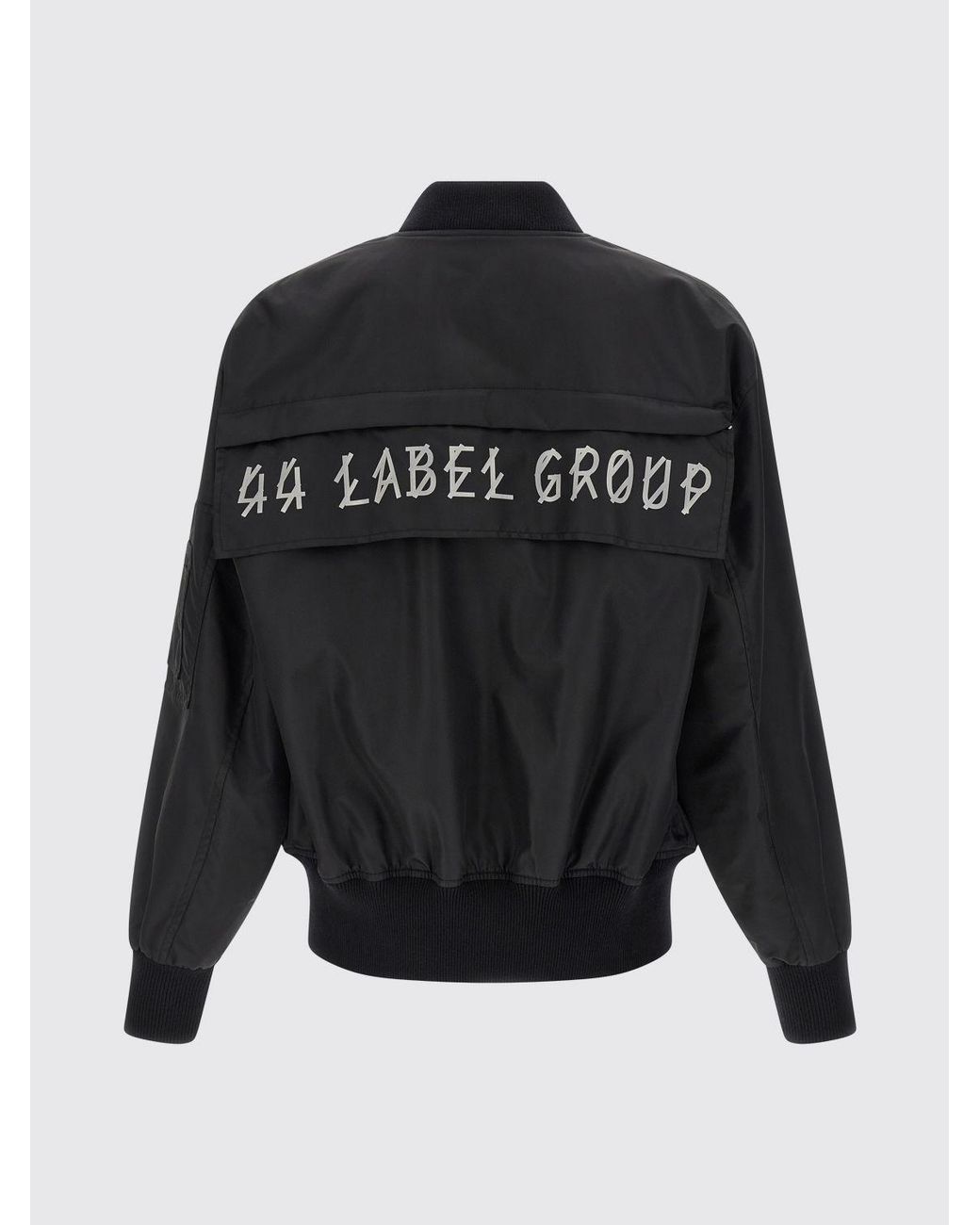 44 Label Group Black Nylon Bomber Jacket With Back Logo And Bomber Collar for men