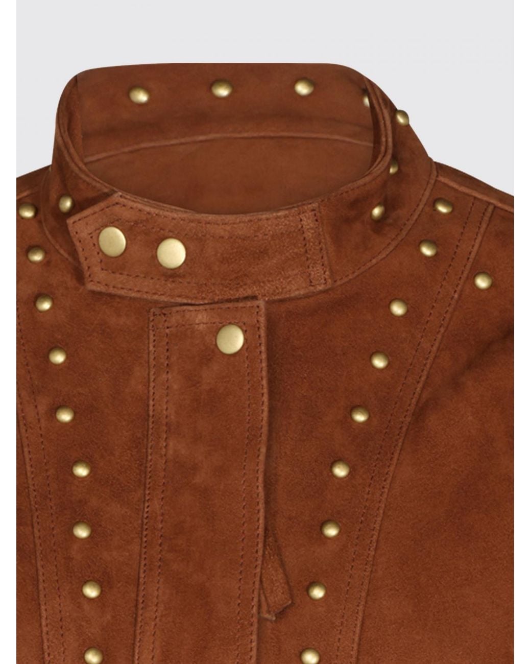 Farm Rio Brown Suede Biker Jacket With Studs And Adjustable Belt