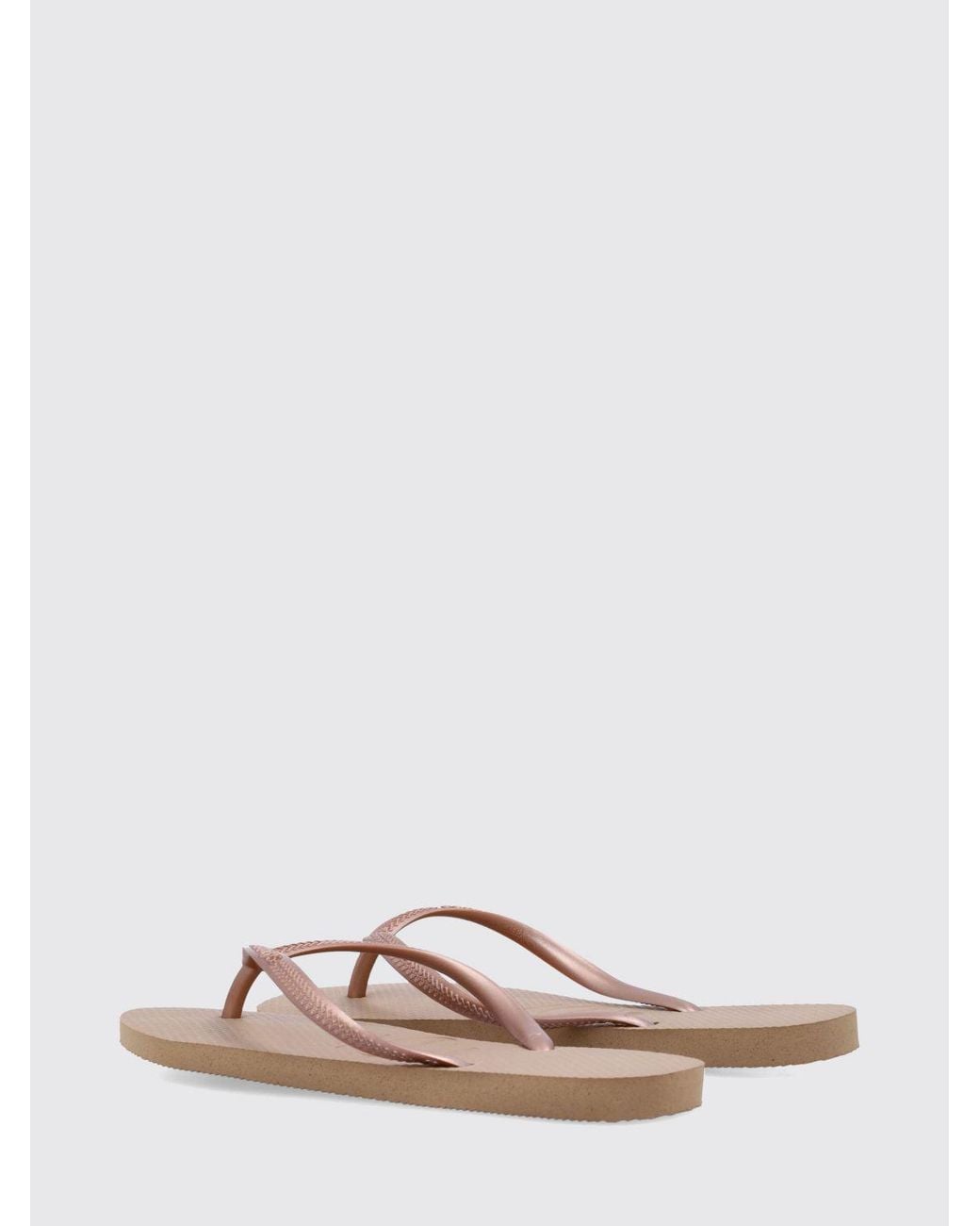 Havaianas Pink Slim Rubber Thong Sandals With Low Heel And Tone-On-Tone Logo