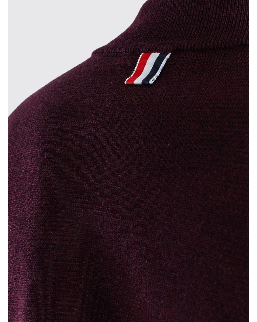 Thom Browne Purple Wool Knit Zip-Up Sweatshirt With Bomber Collar And 4-Bar Motif for men
