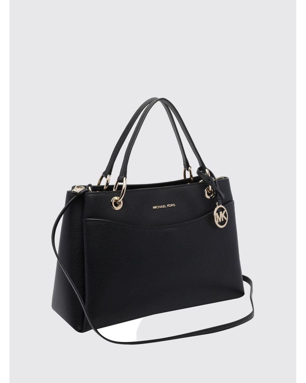 Michael Kors Black May Grained Leather Handbag With Removable Crossbody Strap