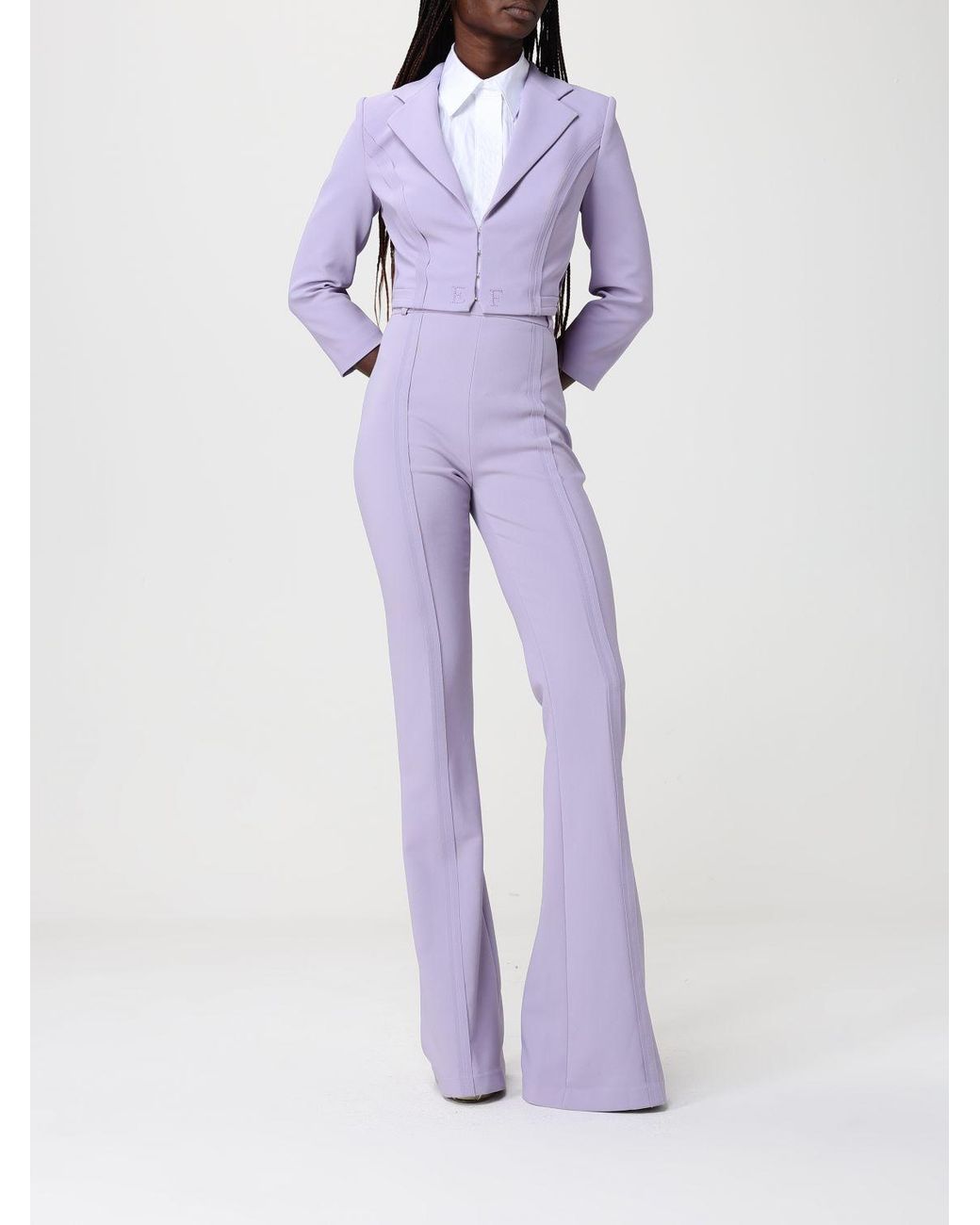 Elisabetta Franchi Purple Crepe Trousers
