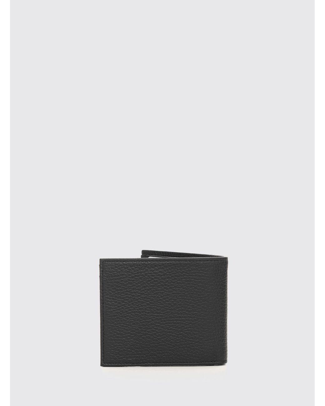 Emporio Armani White Pebbled Leather Horizontal Bifold Wallet With Applied Logo for men