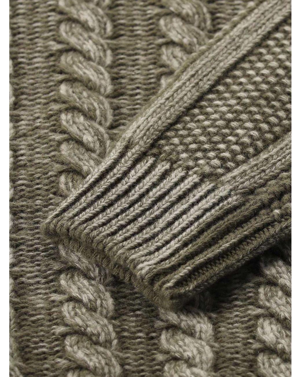 Dondup Gray Cable-Knit Wool Roll Neck Jumper With Ribbed Trims for men