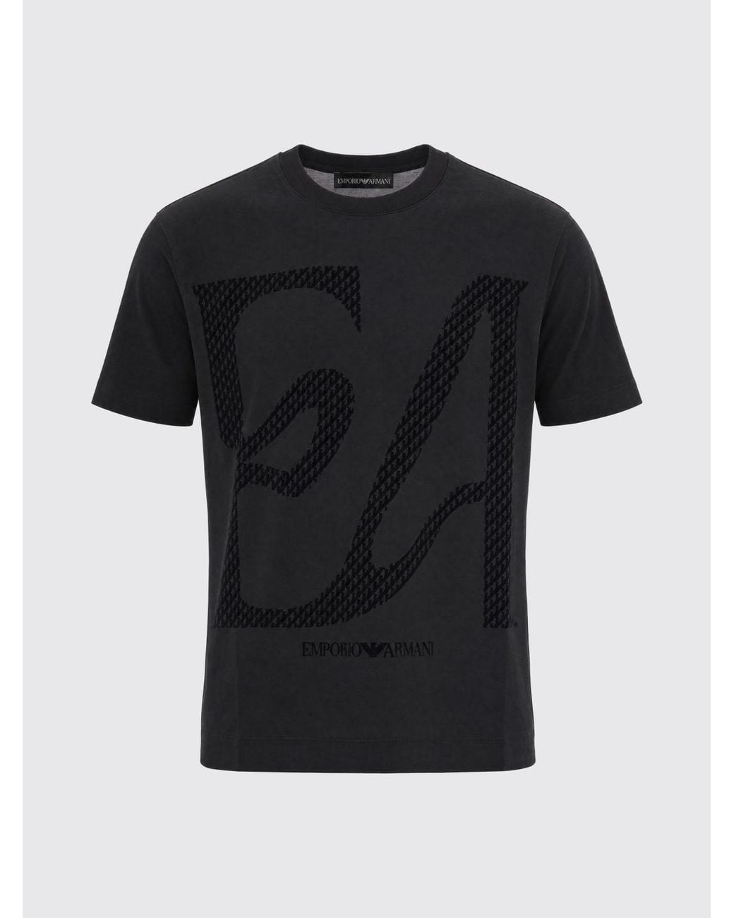 Emporio Armani Blue Lyocell Blend T-Shirt With Iconic Eagle Logo for men