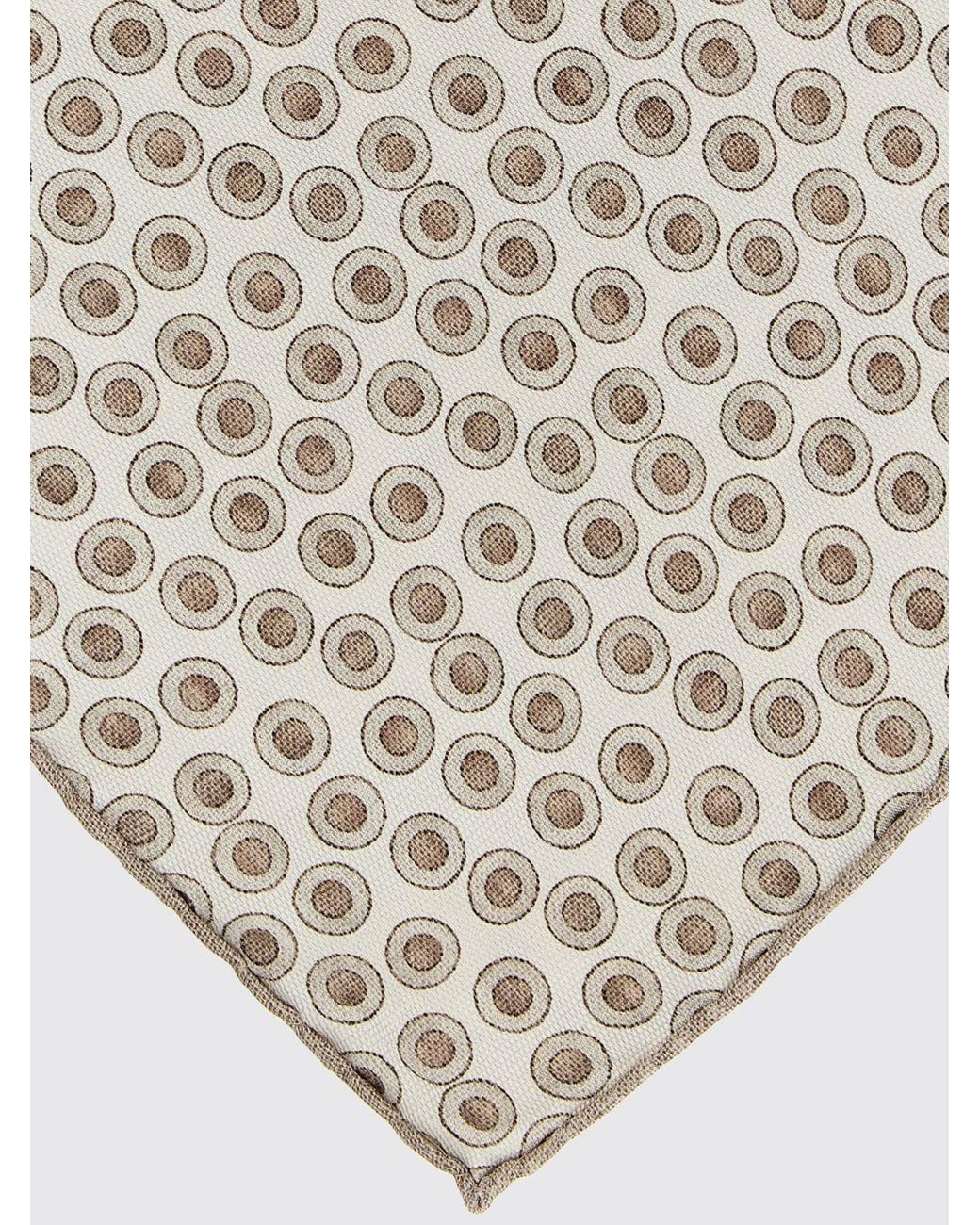 Brunello Cucinelli Natural Geometric Pattern Pure Silk Pocket Square for men