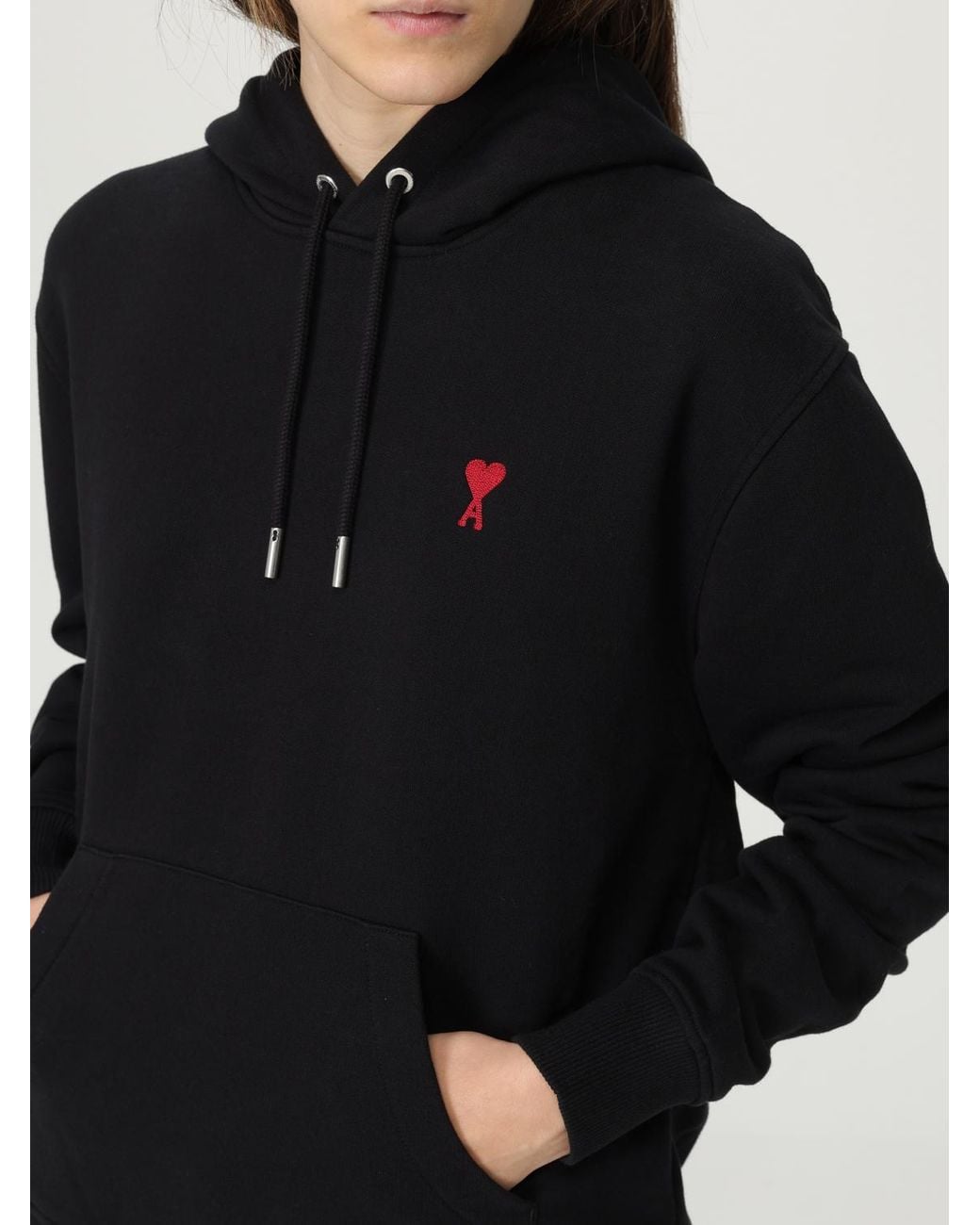 AMI Black Kapuzenpullover Aus Baumwolle Mit Logo