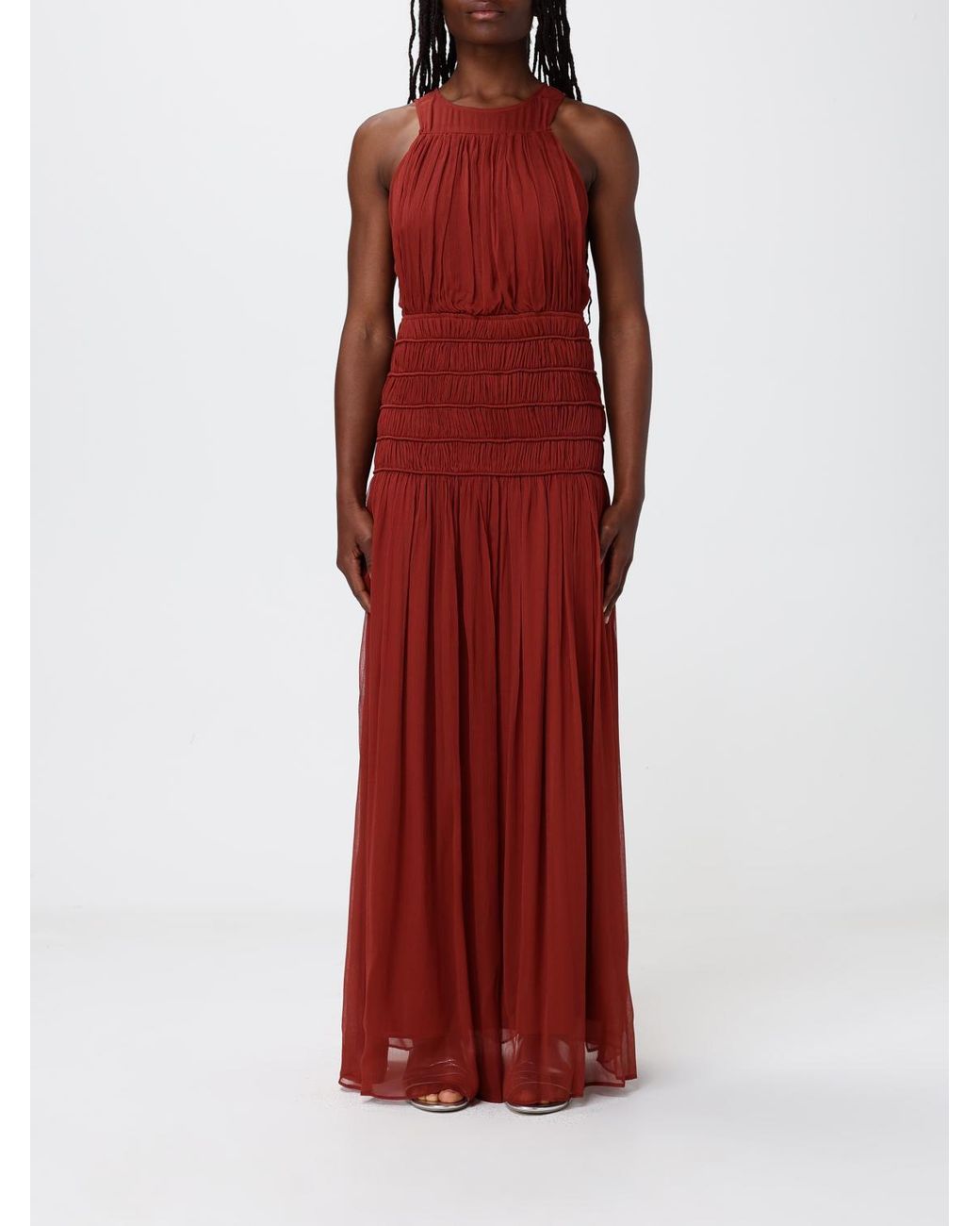 Twinset Red Long Viscose Dress