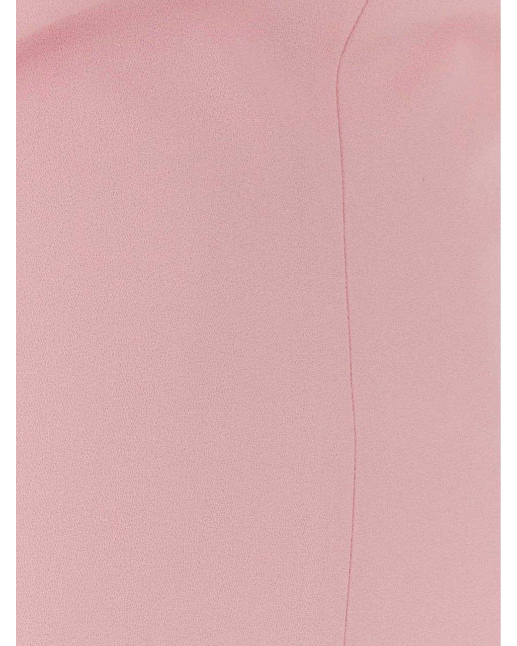 Jil Sander Pink Long Virgin Wool Dress With Short Sleeves And Back Slit