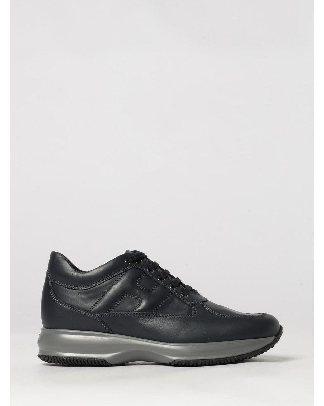 Hogan Black Interactive Smooth Leather Sneakers With A Chunky Sole And Tapered Toe for men