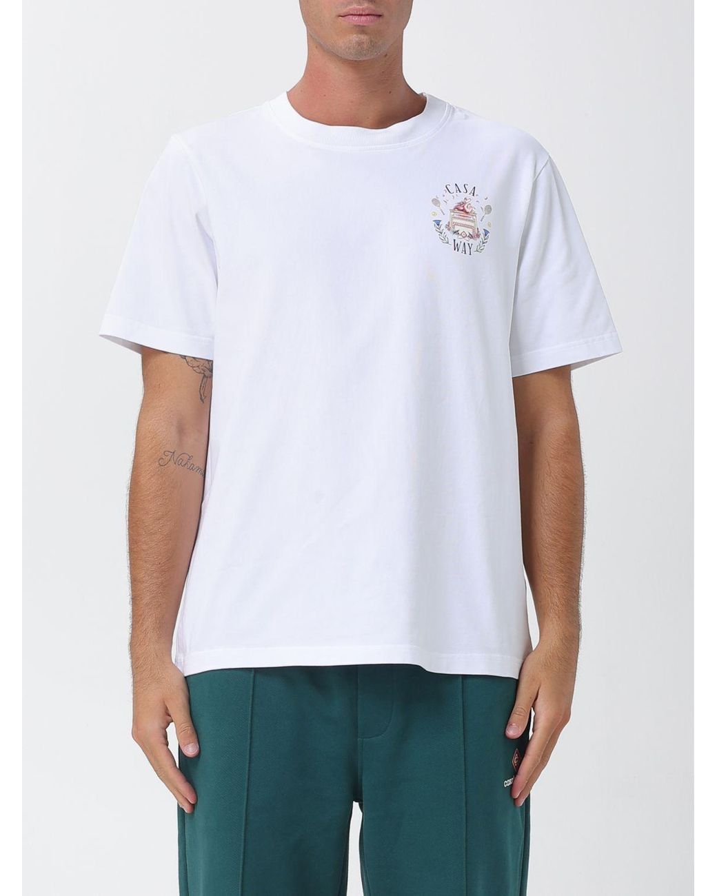 Casablanca White Organic Cotton Crew Neck T-Shirt With Logo Print for men