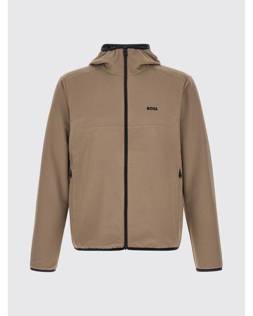 Boss Blue Lightweight Stretch Technical Fabric Hooded Jacket With Embroidered Logo for men