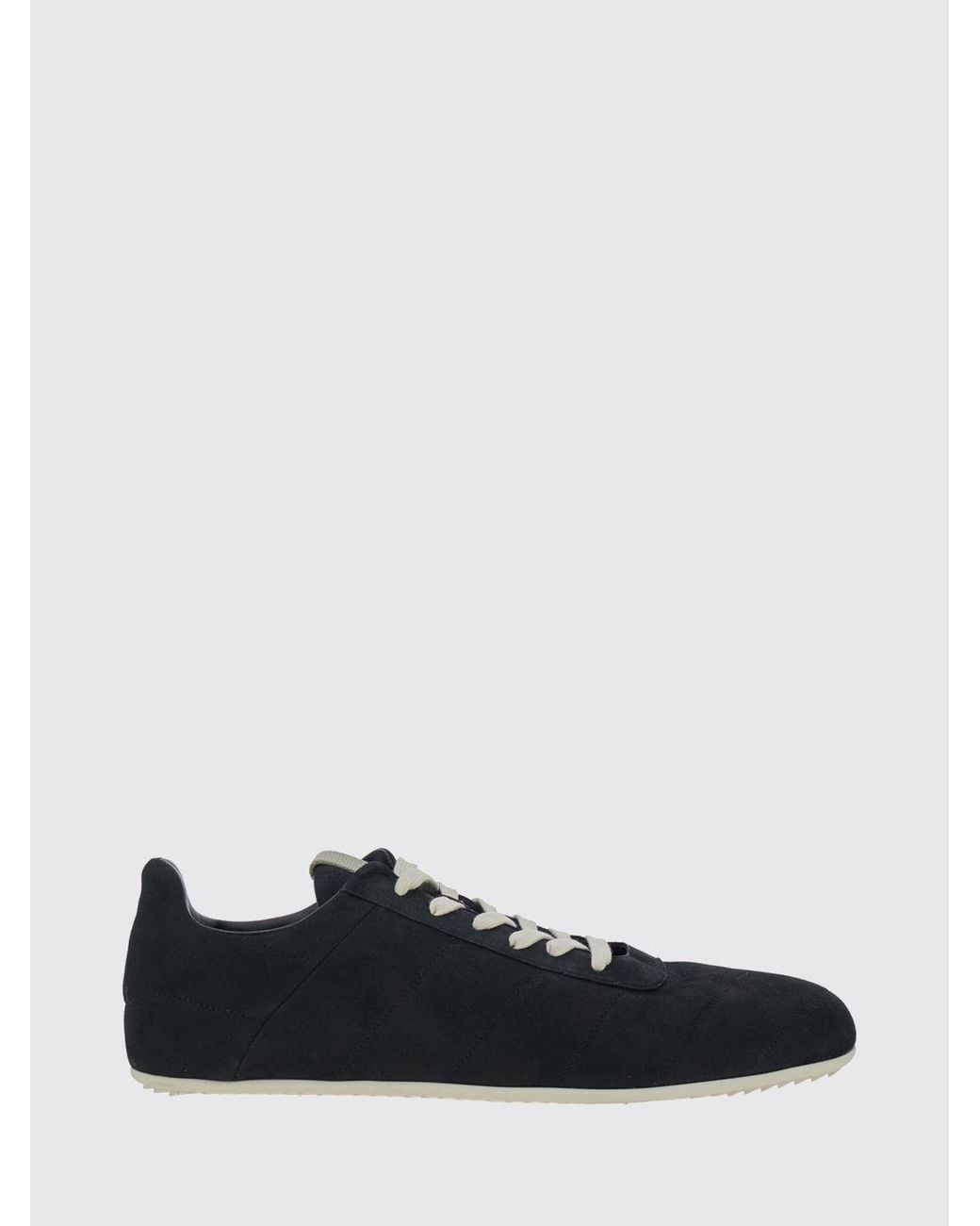 Rick Owens White Low-Top Suede Leather Sneakers With Rubber Sole for men