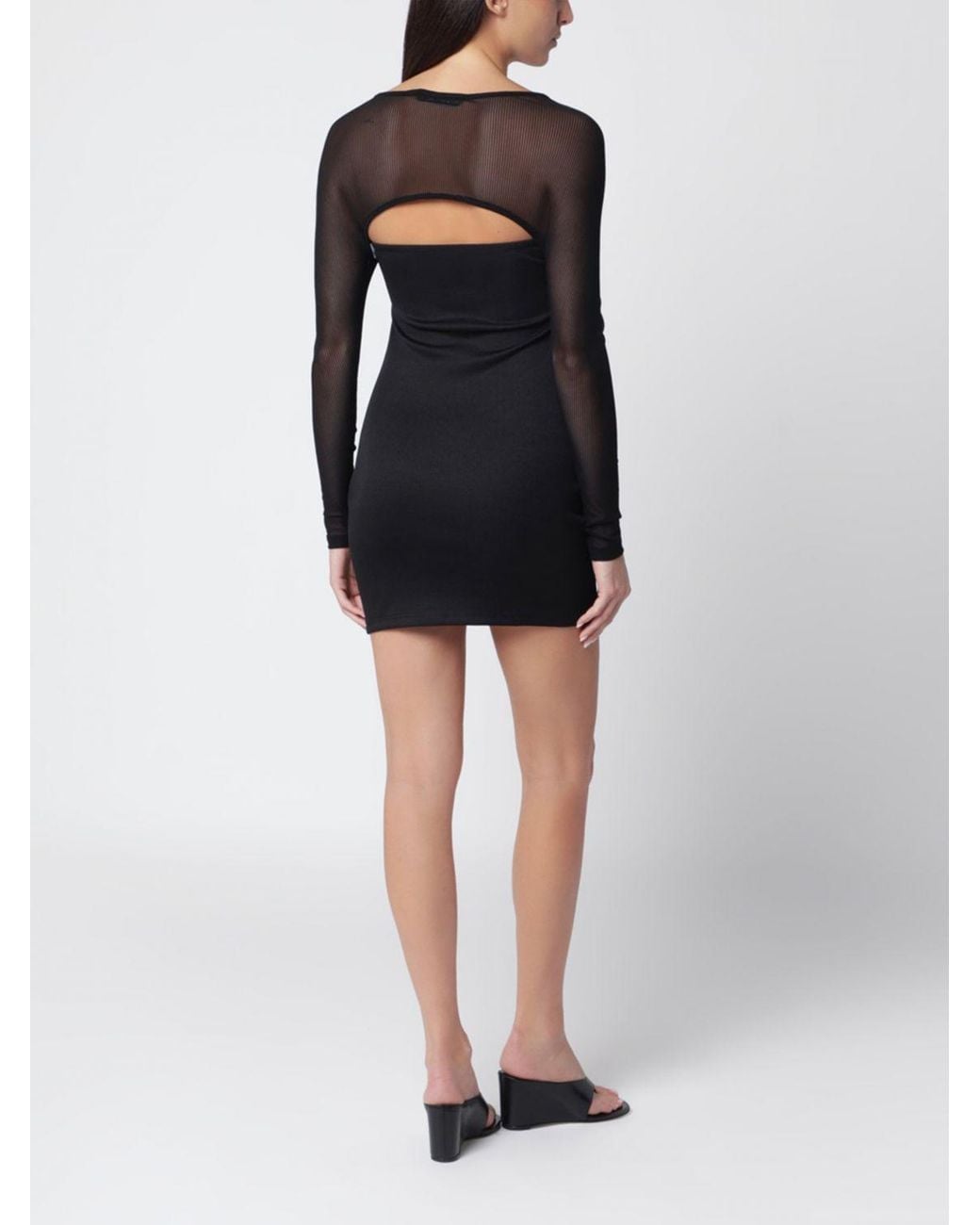 Christopher Esber Black V-Neck Jersey Sheath Mini Dress