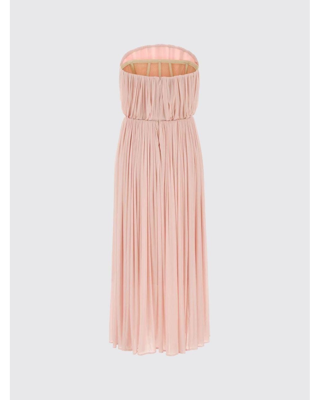 Magda Butrym Pink Pleated Crêpe Off-The-Shoulder Midi Cocktail Dress