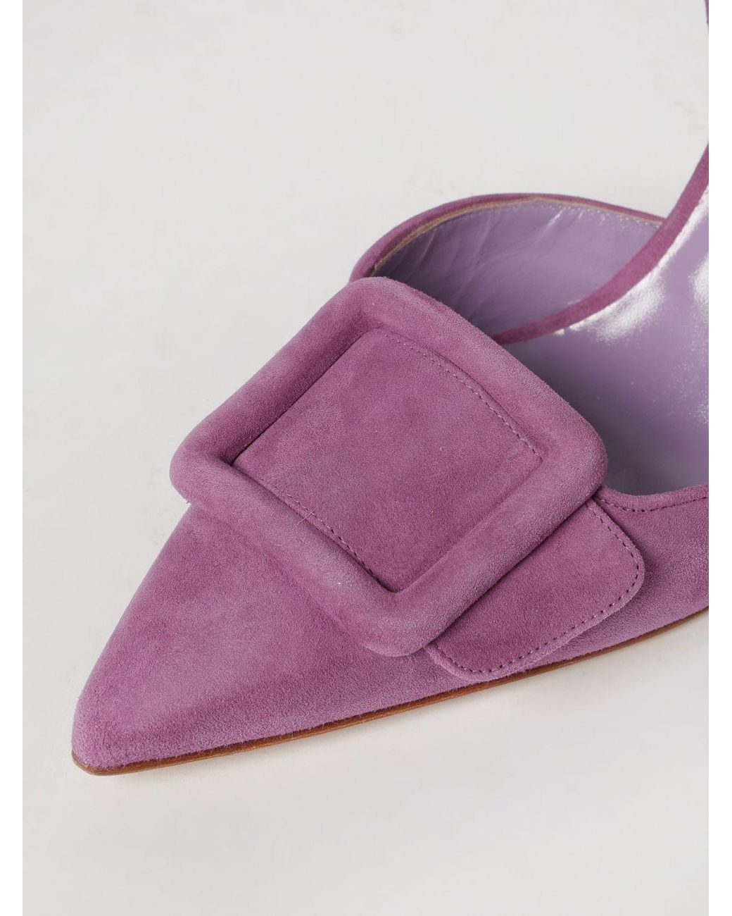 Manolo Blahnik Pink Maysli Suede Slingback Pumps With Mid Heel