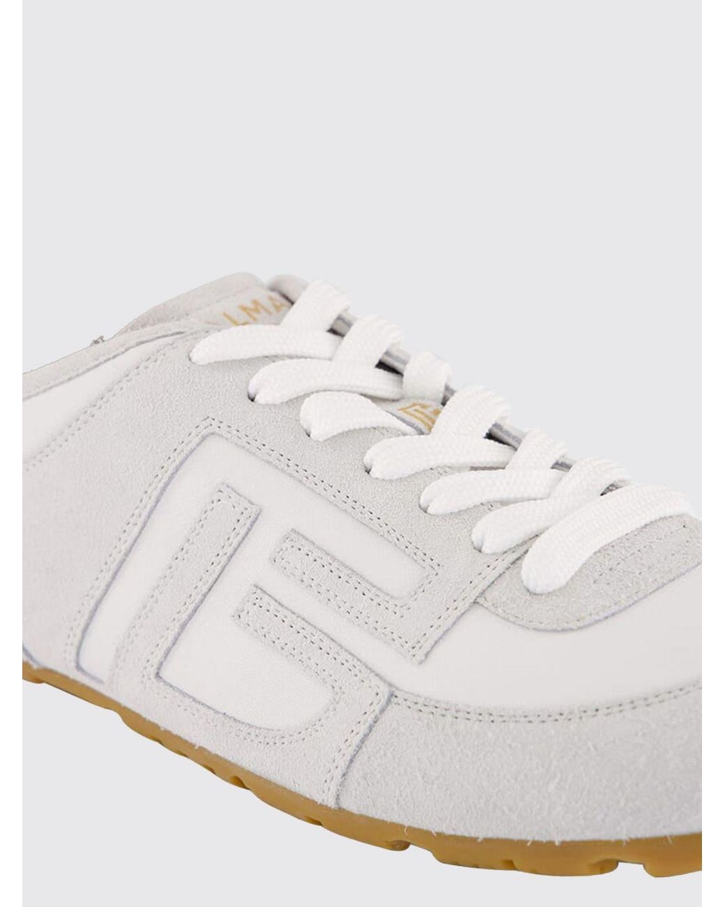 Balmain White Racer 45 Leather Sneakers for men