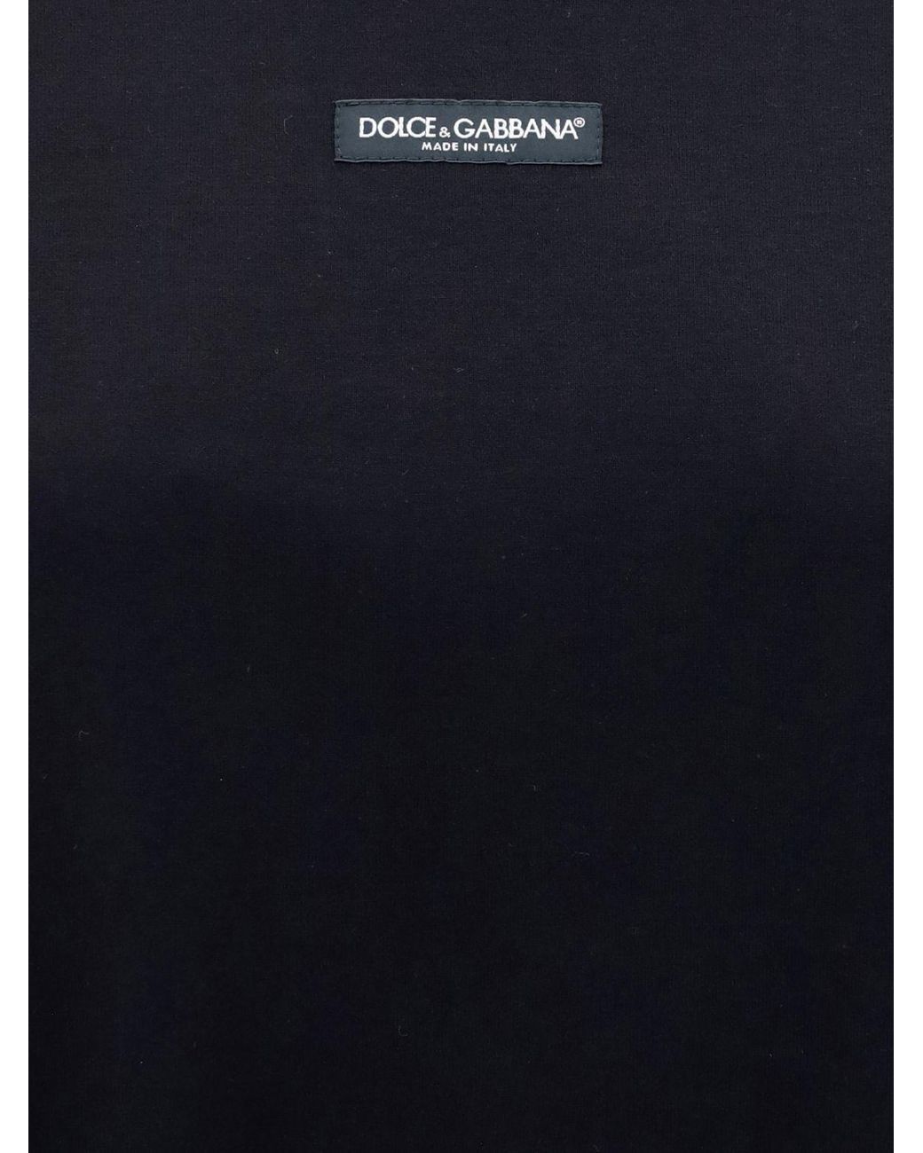 Dolce & Gabbana Black Dolce &Amp Gabbana Cotton Crewneck T-Shirt With Contrast Logo And Dropped Shoulders