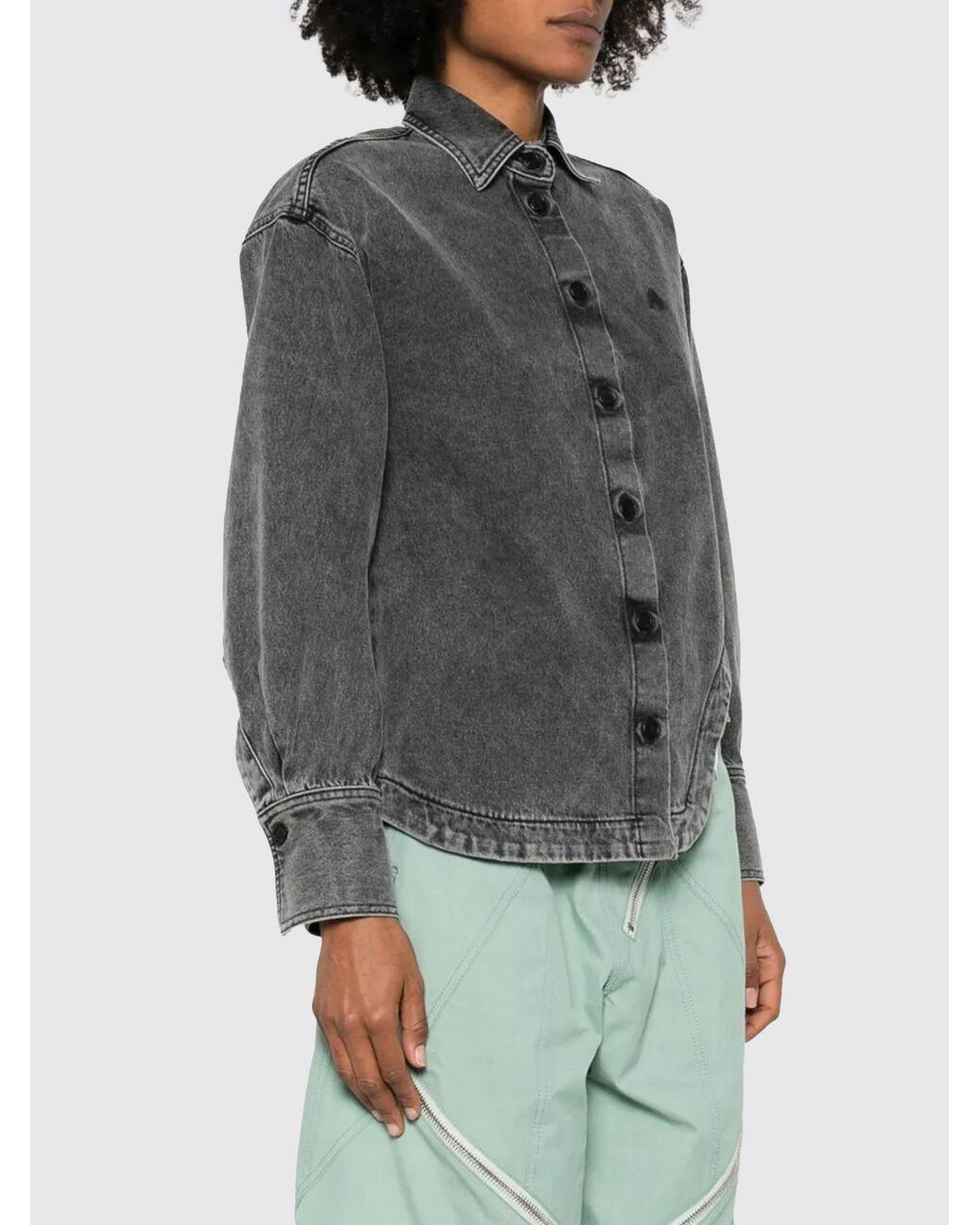 The Attico Gray Denim Shirt