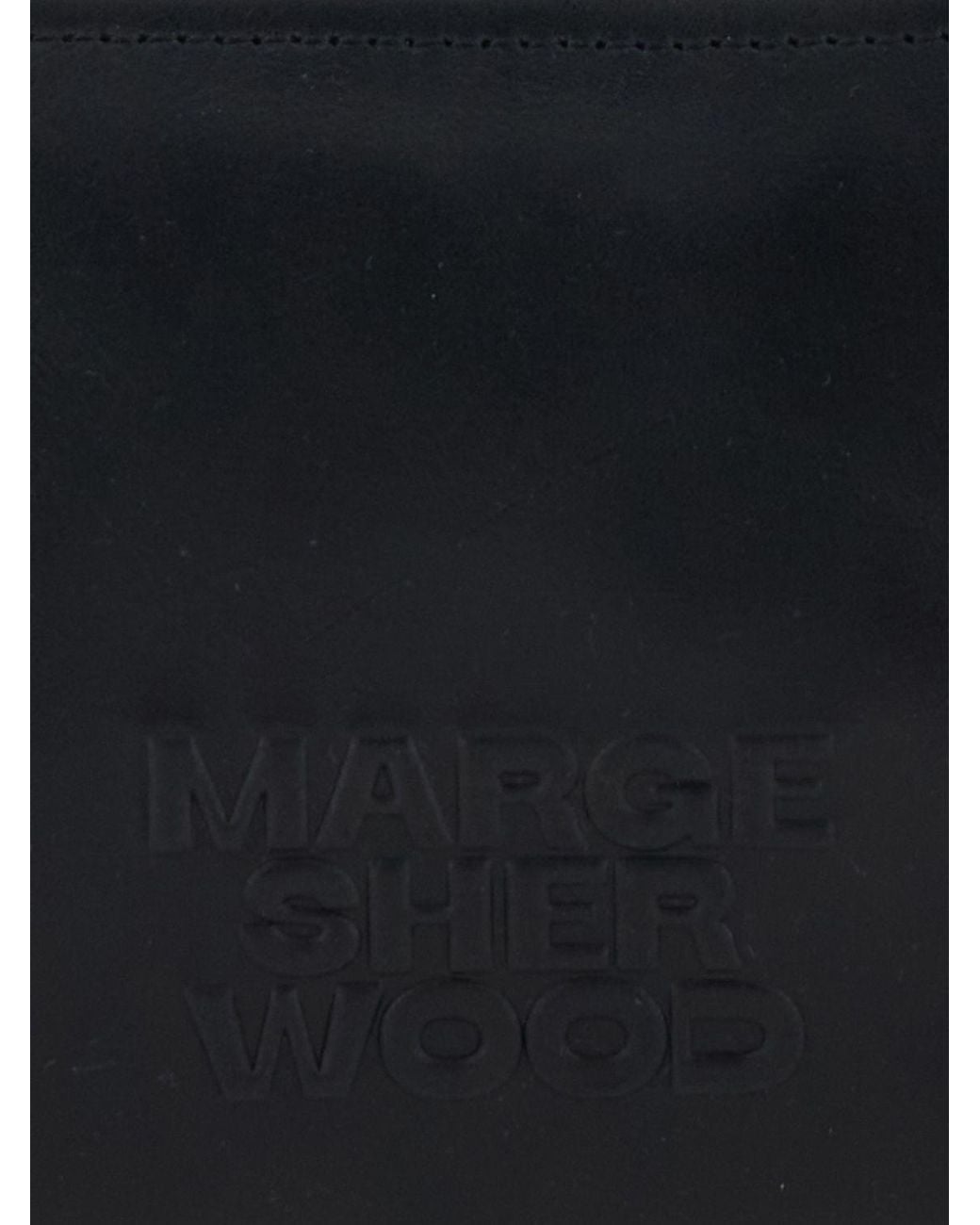 MARGE SHERWOOD Black Boston Flared Leather Shoulder Bag With Double Handle