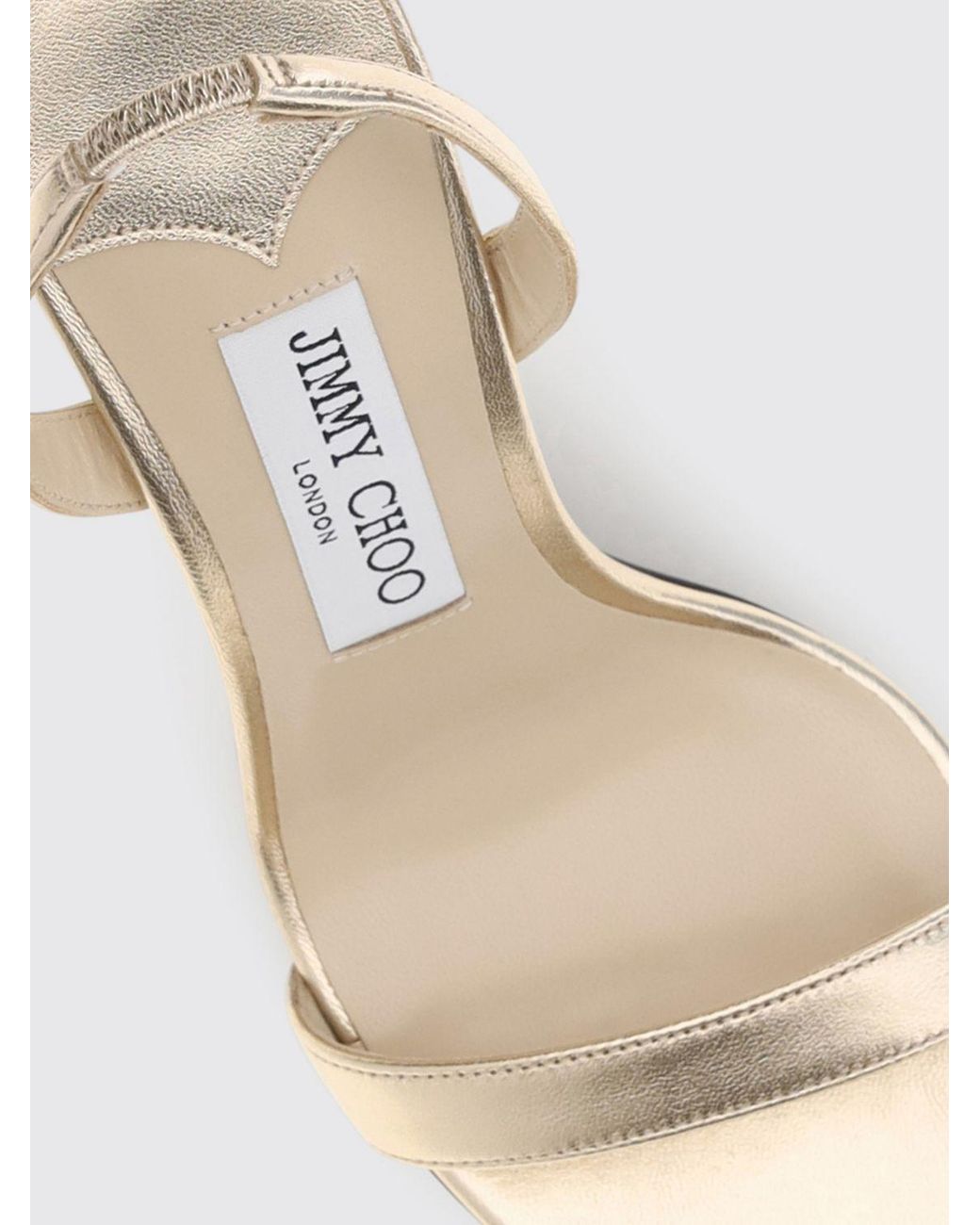 Jimmy Choo White Jenn Laminated Leather High Heel Slingback Sandals