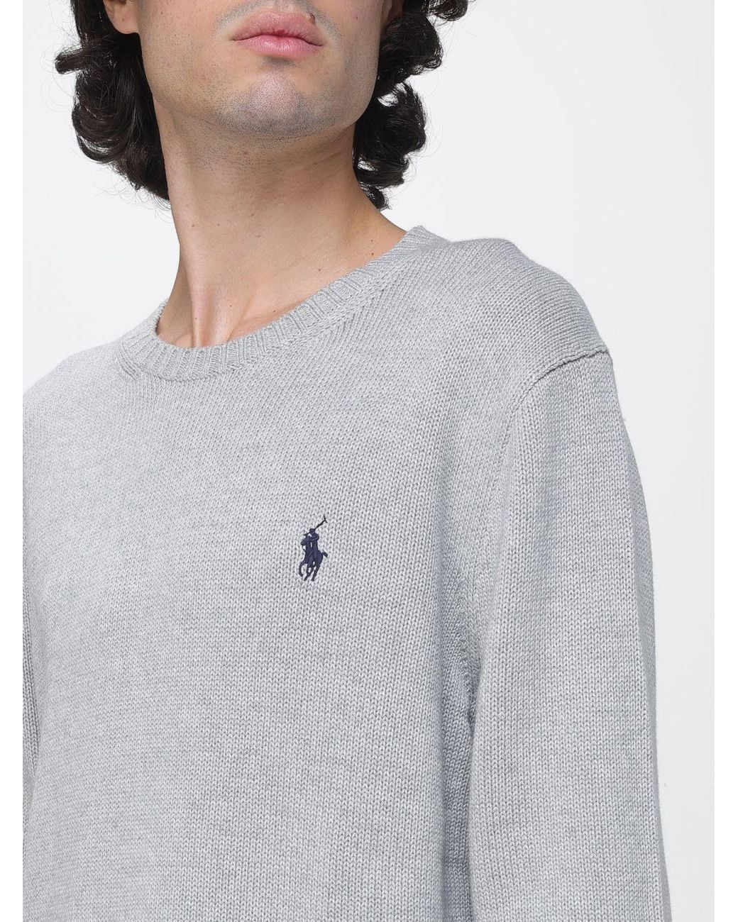 Polo Ralph Lauren Gray Cotton Crewneck Jumper With Iconic Embroidered Pony Logo for men