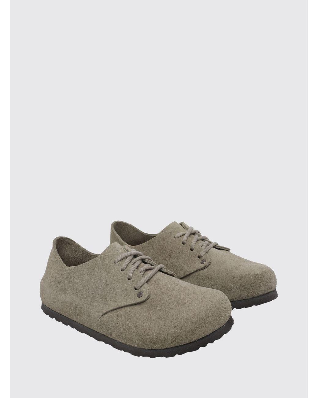 Birkenstock Gray Maine Suede Lace-Up Shoes With Eva Sole