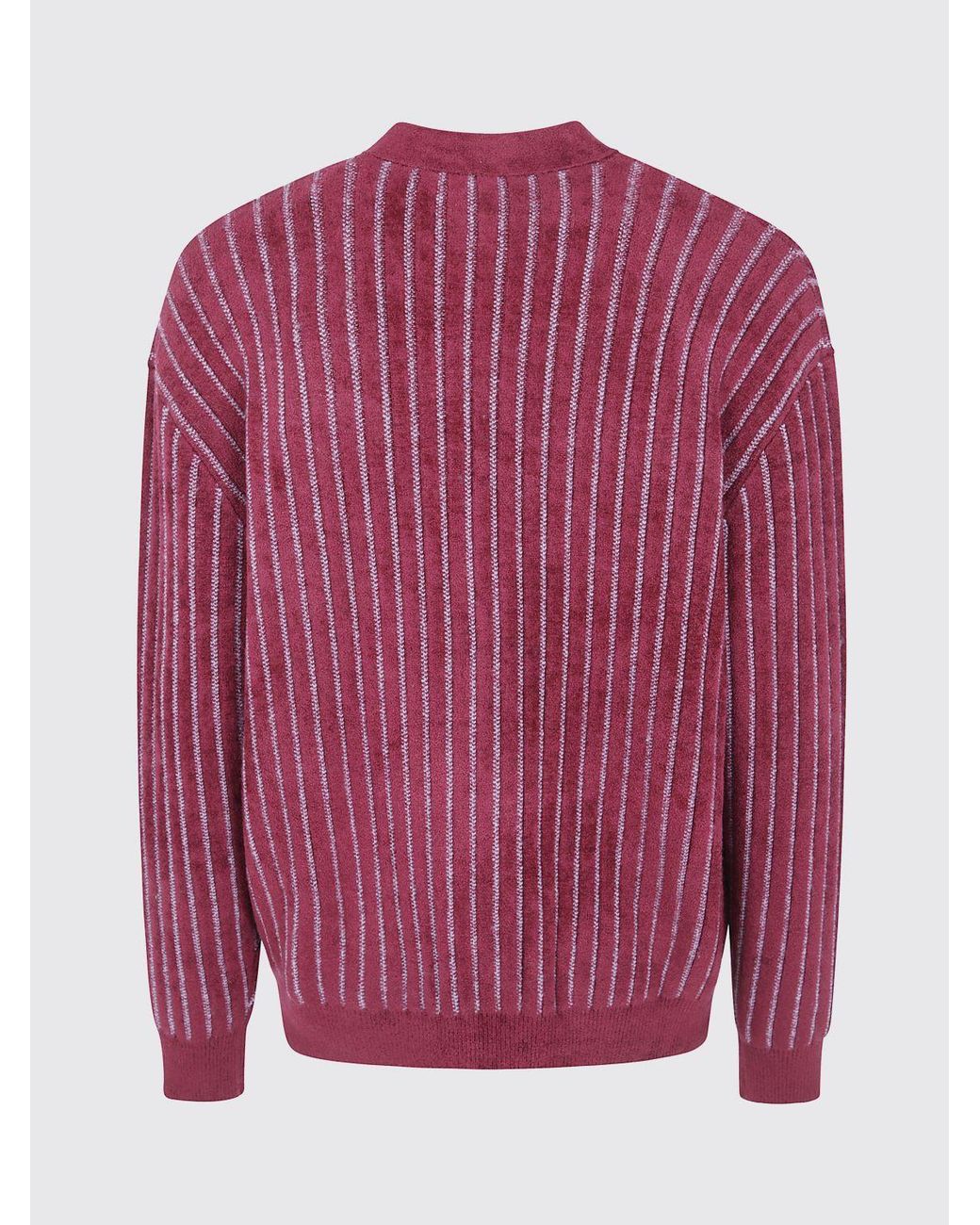 Drole de Monsieur Striped V-Neck Cardigan With Embroidered Logo And Pockets for men