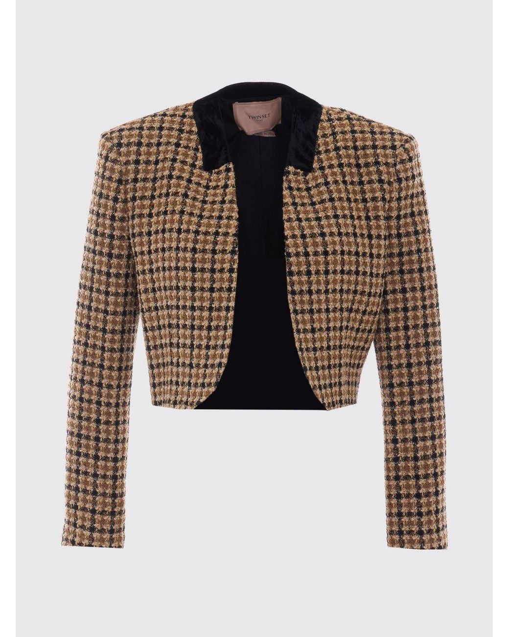 Twinset Black Cropped Houndstooth Jacket