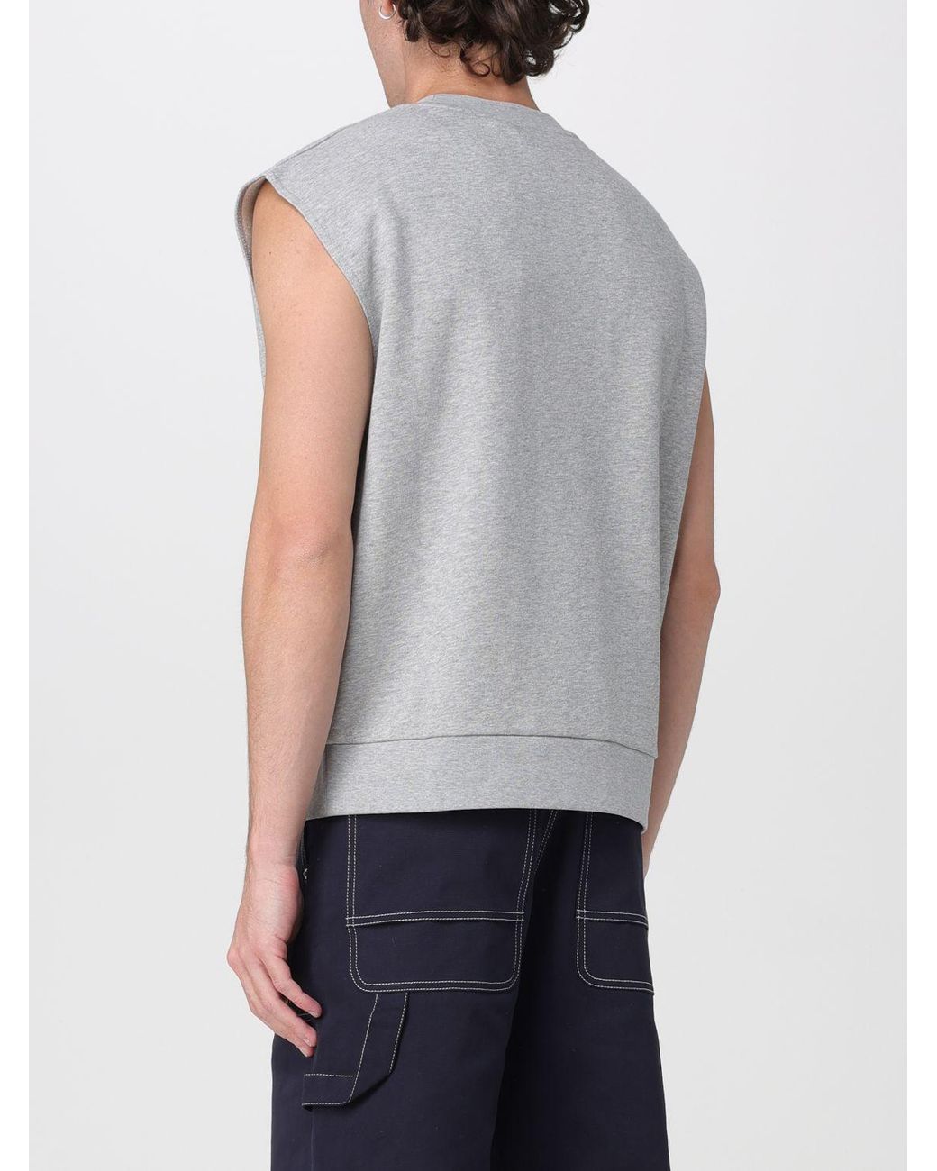 Carrera Gray Sleeveless Cotton Sweatshirt With Crew Neck And Contrast Logo for men