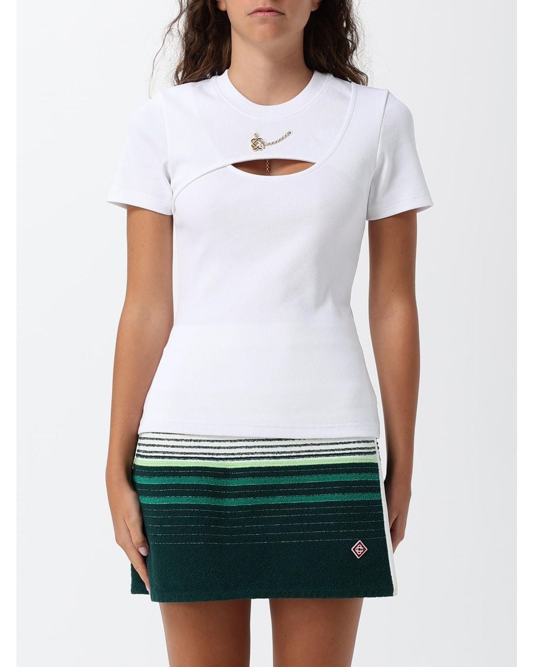 Casablanca White Slim Fit Ribbed T-Shirt