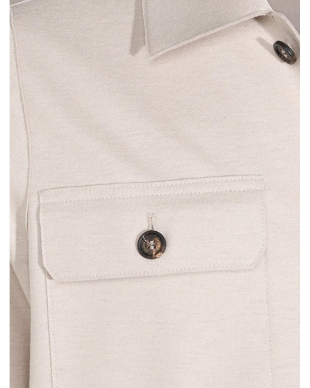 Eleventy Natural Wool-Blend Shirt Jacket With Patch Pockets for men