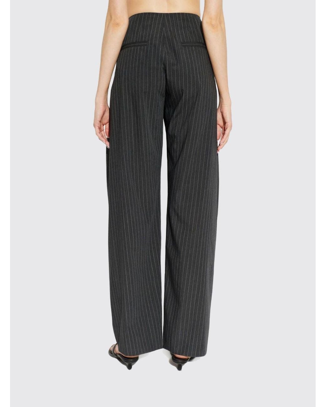 IRO Black High-Waisted Wool Palazzo Trousers With Welt Pockets