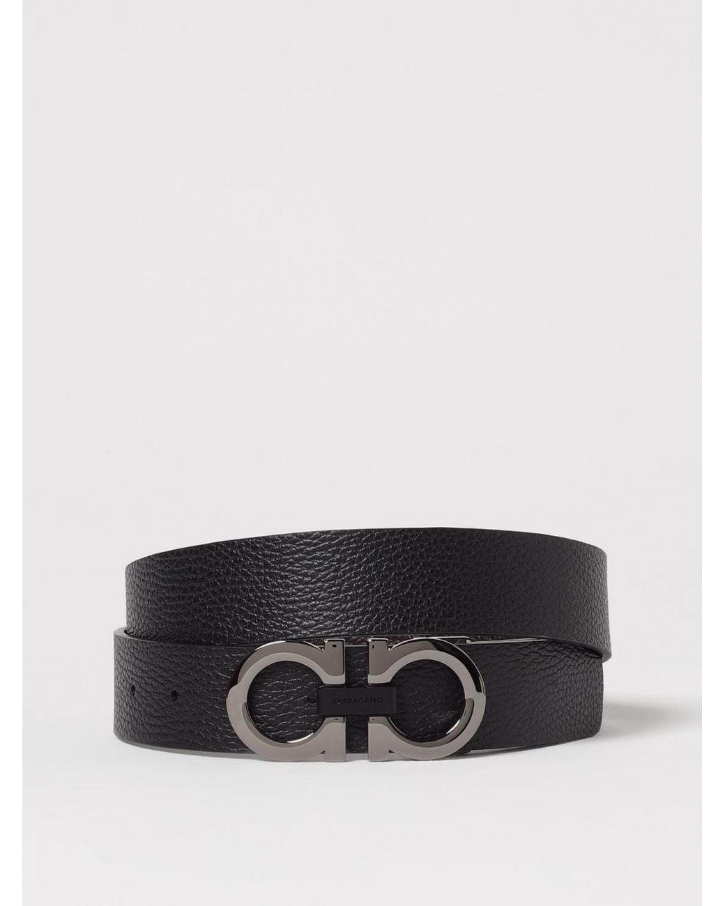 Ferragamo Black Calf Leather Belt for men