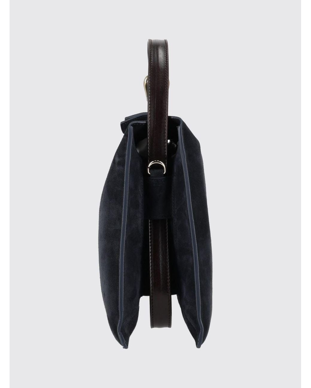 Orciani Black Trinity Suede Calfskin Shoulder Bag With Adjustable Handle