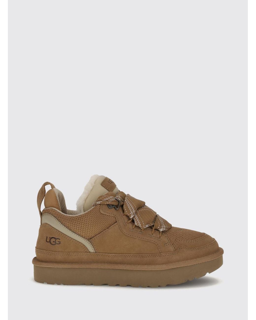 Ugg Brown Lo Lowmel Low-Top Suede Trainers With Wool Interior