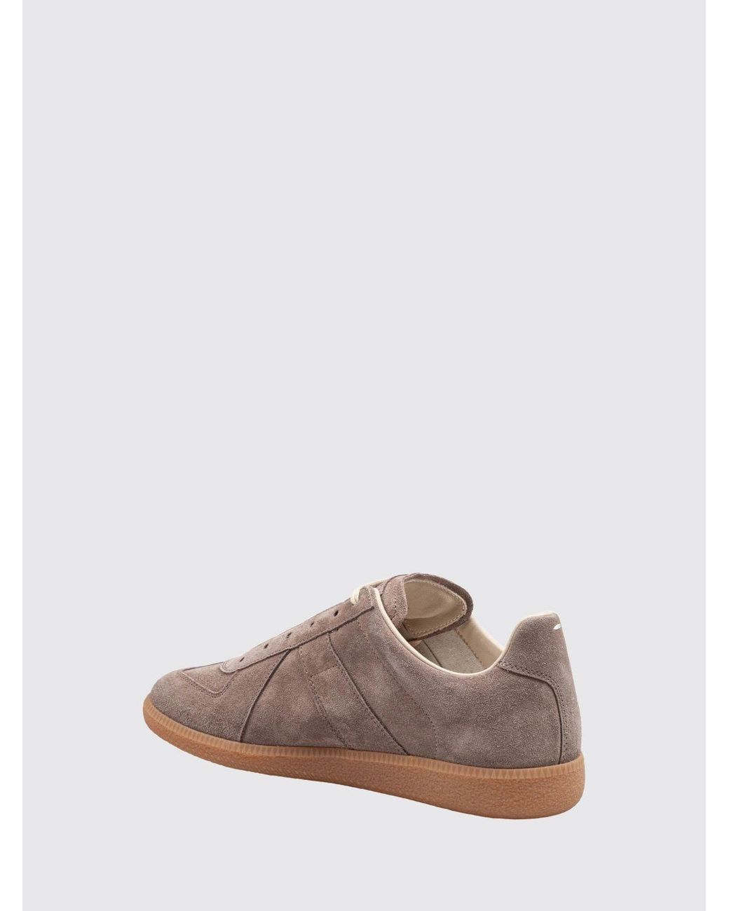 Maison Margiela Brown Replica Leather And Suede Sneakers With Numeric Logo for men