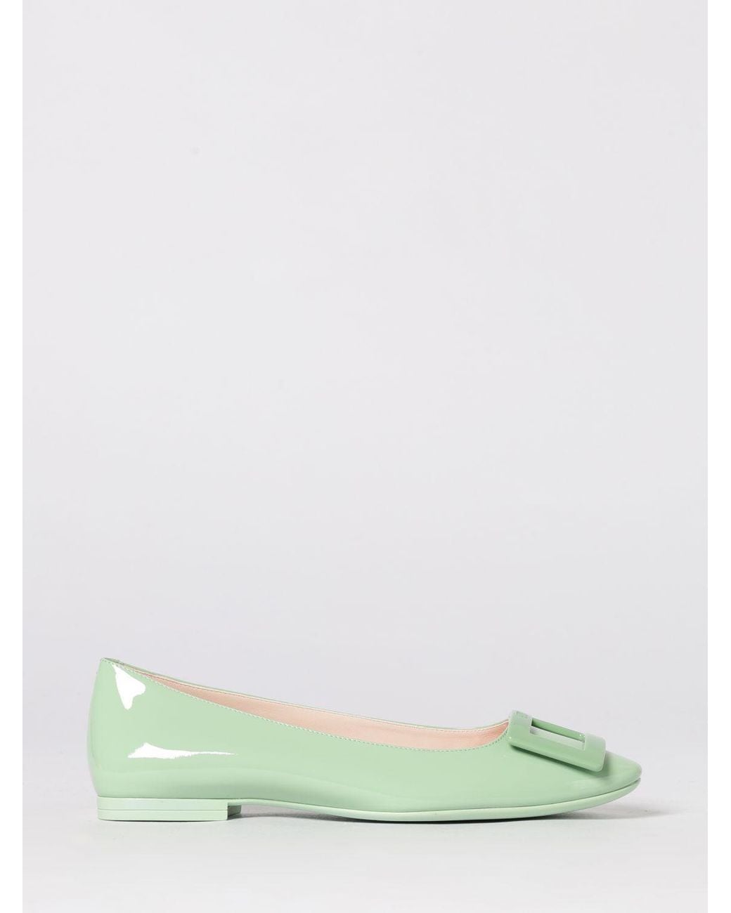 Roger Vivier Green U Look Patent Leather Ballerinas