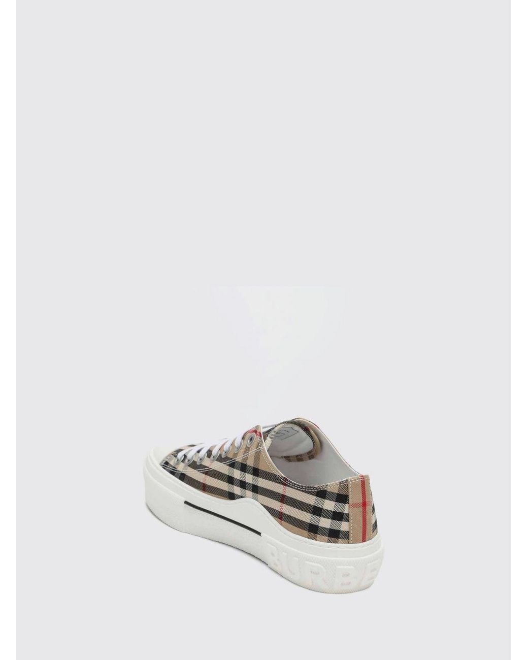 Burberry White Platform Canvas Sneakers With Vintage Check Pattern