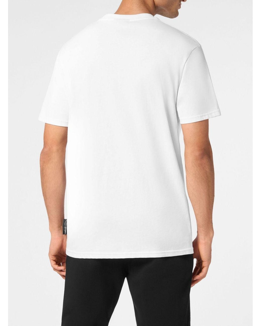 Philipp Plein White Cotton T-Shirt With Rhinestones for men